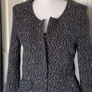 J.Crew - Navy and White Boucle/tweed jacket, size small